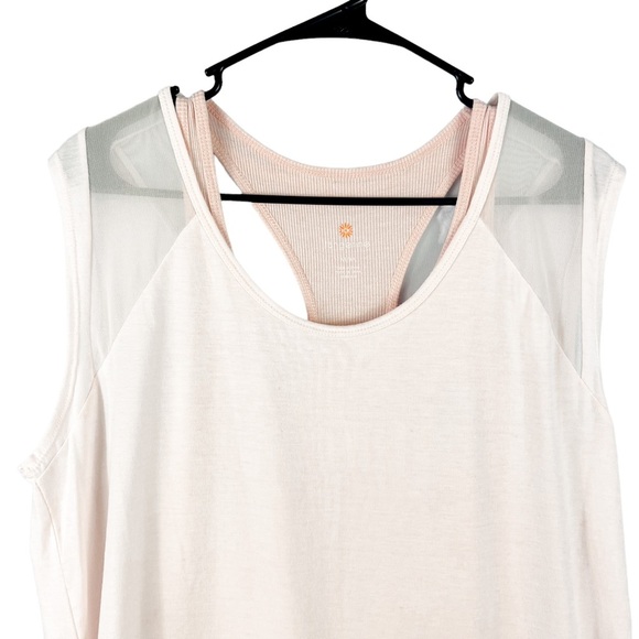 Tangerine Layered Short Sleeve Top Tank Mesh Light Pink Size M Athleisure - Picture 2 of 7